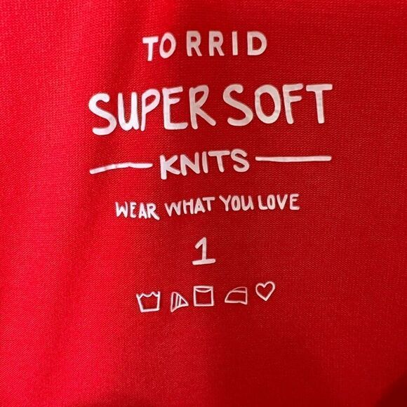 TORRID Super Soft Knits Women's Tank Top Plus Size 1 Orangeish-/Red Ruffle Neck - Picture 12 of 13